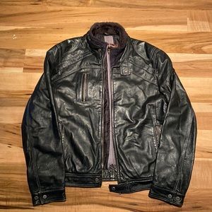 Danier Black Leather Bomber Jacket